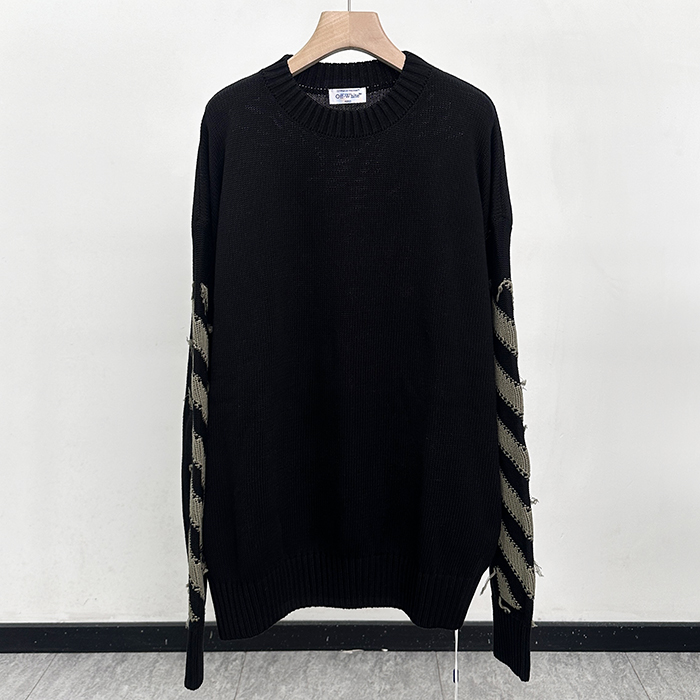  Brush Mohair Knit er - オフホワイト メンズ ブラッシュドモヘア ニット セーター Off0805x ブラック