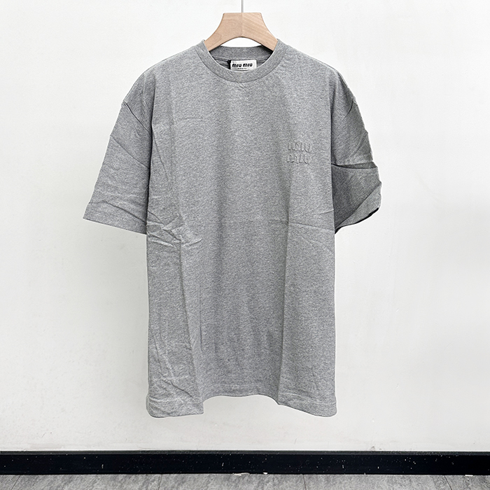 ミュウミュウ メンズ ラウンドネック半袖Tシャツ -  Round- mic13128x