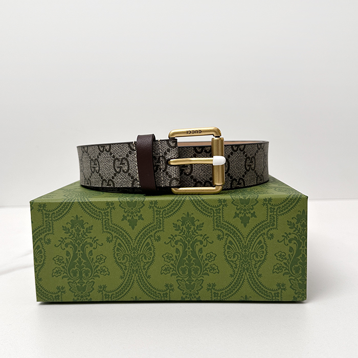 グッチ  メンズ シグネチャー ミツバチレザーベルト Guc0605x.ブラウン