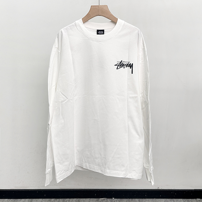 ステューシー メンズ ラウンドネック長袖Tシャツ - Stussy Round- stc7734x