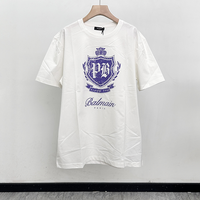 バルマン メンズ ラウンドネック半袖Tシャツ - Balmain Round- bmc13106x