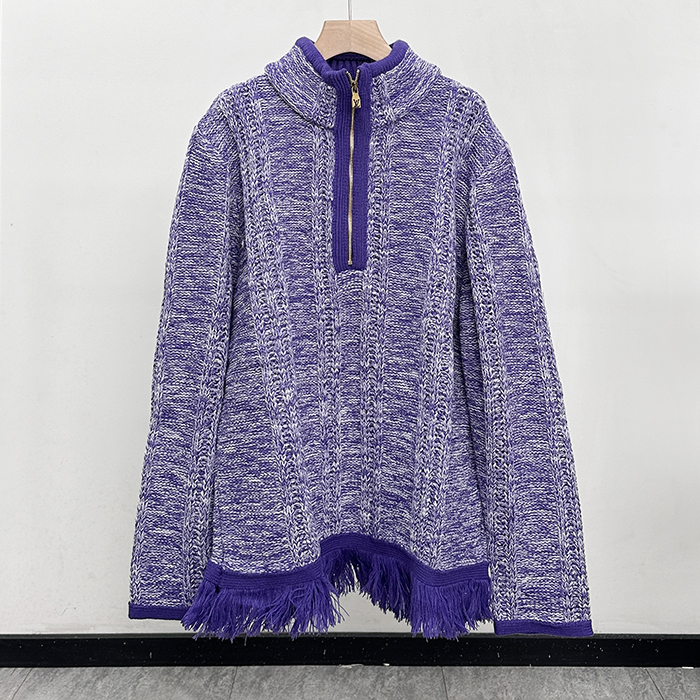 ルイヴィトン メンズ ストライプ드 ジャカード ハーフ ジッパー セーター -  Striped Jacquard Half-zip er - lvc12823x