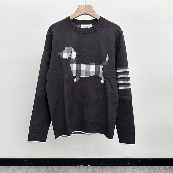 - トムブラウンメンズ ストラップ クルーネック ウール セーター Thom01087x.Size(s - xl).グレー