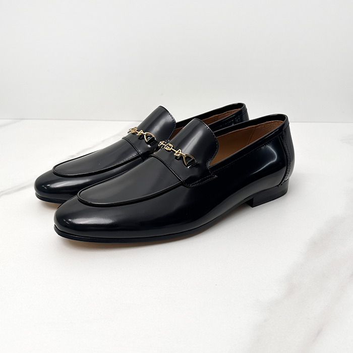 グッチ メンズ イニシャル ブラックローファー -Loafer - gu33x