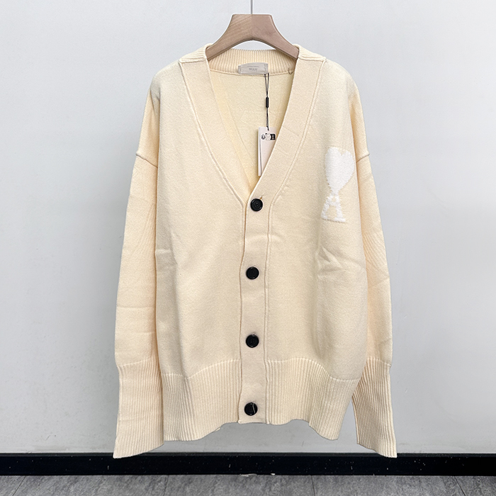  アーミー ハートLOGO Vネック ニット カーディガン - dd498x