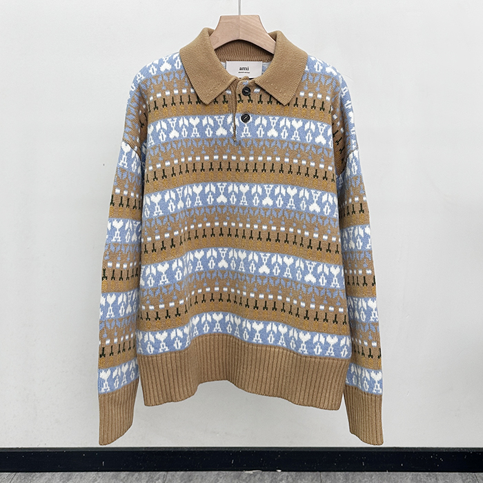 アーミーユニセックス ポロ ニット - AmiPolo Knitwear - amc12745x