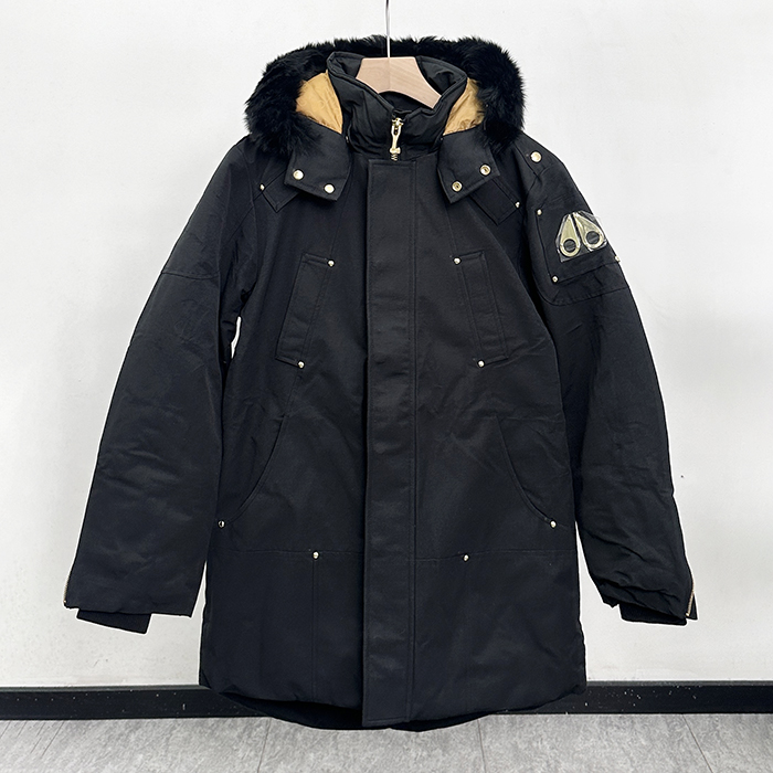  Moose KnuckleGoose Down Parka - ムースナックルズメンズ LOGO グースダウン パーカー Moo0089x.ブラック